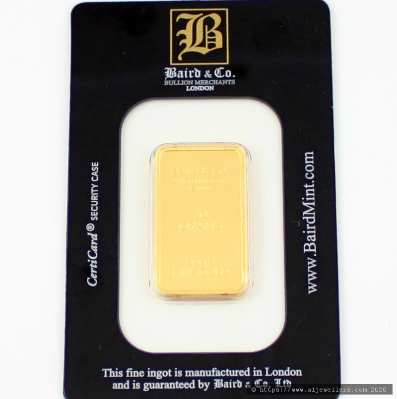 999.9 20g Baird & Co Gold Bar - Bullion & Storage