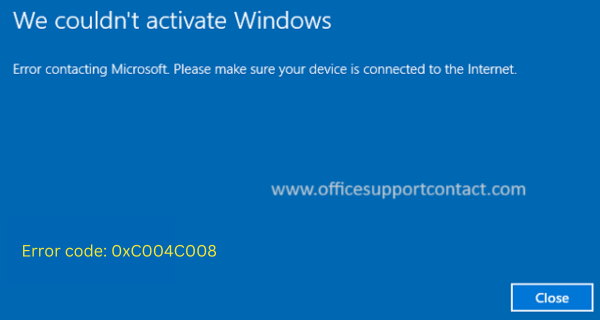 0xC004C008 Windows 10/11 activation Error Code